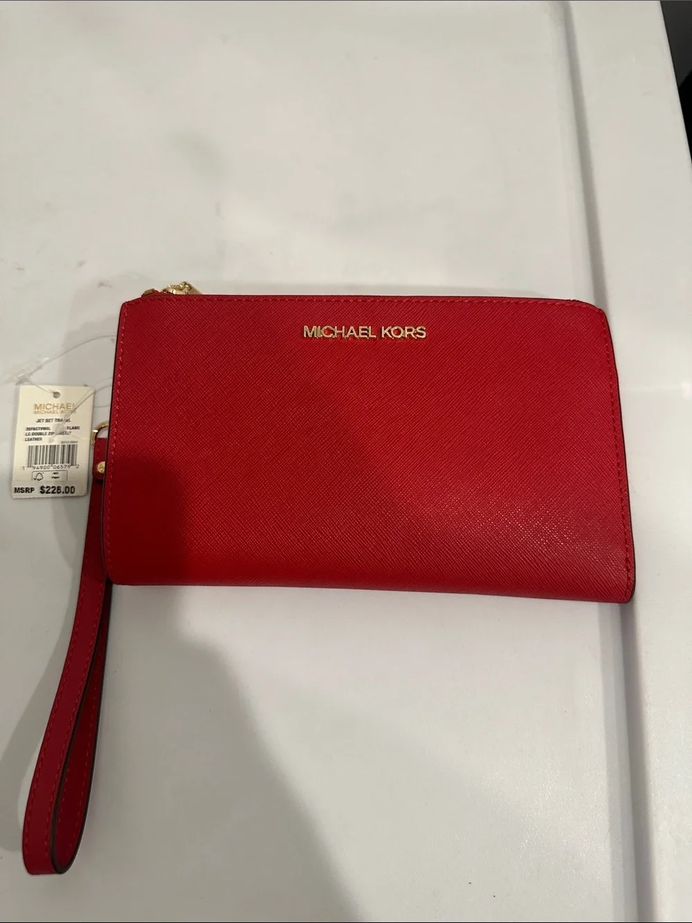 Michael Kors Double Zip Wristlet red NWT jet set travel